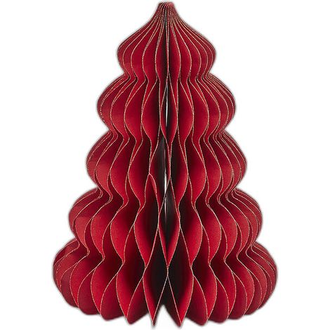 Decorazione natalizia origami a forma di Pino, colore Rosso -Ø 13 x 20h cm (1/2)