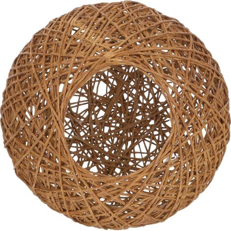 Suspension simple et décorative en rotin marron forme de boule, idéale pour le salon ou la chambre (1/5)