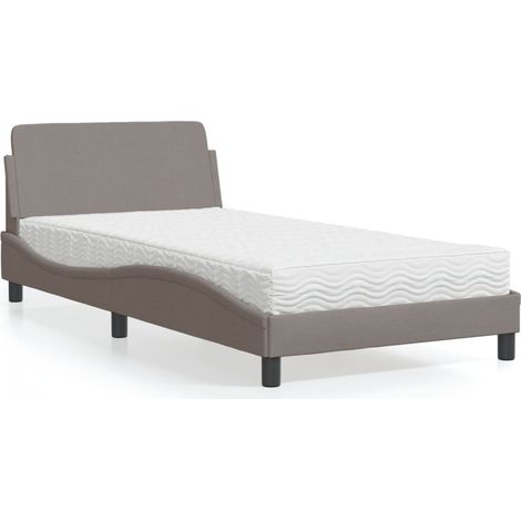 Lit avec matelas-Structure de lit-Lit Adulte taupe 100x200 cm tissu 763708 (1/5)