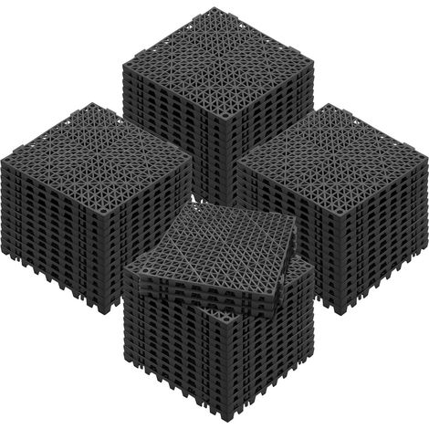 Tapis de Drainage PVC Modulable 55 Pièces 30x30cm, Sol Antidérapant à Emboîtement, pour Salle de Bain, Cuisine, Piscine, Noir (1/5)