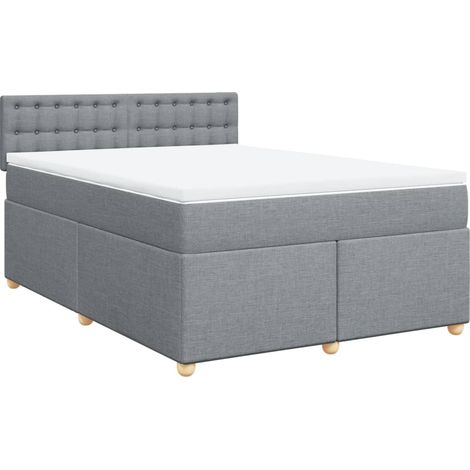 Maison Exclusive - Cama box spring con colchón tela gris claro 14