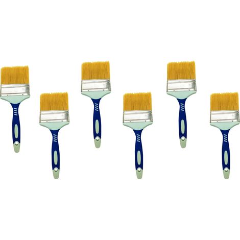 6pz pennelli per pittura 3" manico in gomma setole sintetiche vernice smalto (1/5)