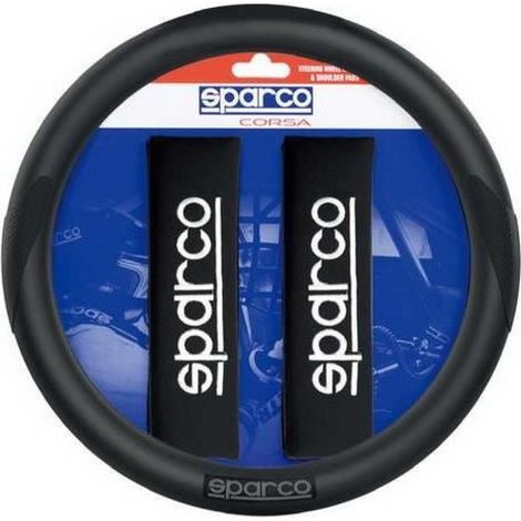 PACK COUVRE VOLANT + 2 FOURREAUX NOIRS SPARCO
