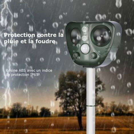 Repulsif Ultrason Chat - IP66 Etanche - Solaire Et USB - Pour Usage Extérieur - 1 Pièce (1/4)