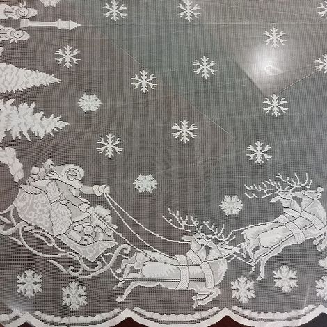 Vintage-Weihnachtstischdecke aus Spitze, festliche Tischdekoration, dekorative Tischdecke für Weihnachten, Spitzenmuster, Partyaccessoire. (1/5)