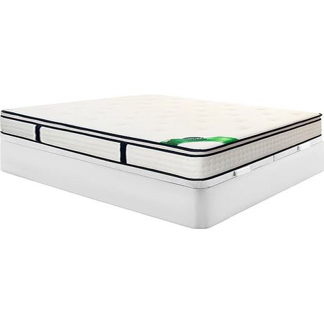 Ensemble 180 x 200 cm sommier coffre blanc + matelas ressorts ensachés 7 zones surmatelas intégré et coutil bambou ép.26cm - MIREZA de NATUREA (1/5)