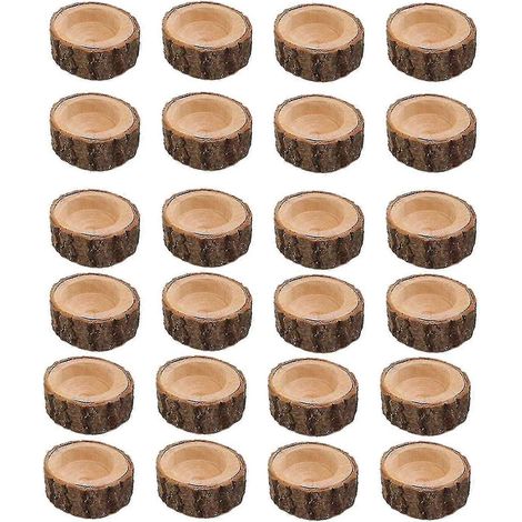 Lot de 24 bougeoirs en bois, photophores pour mariage, anniversaire, Noël et décoration intérieure. (1/5)