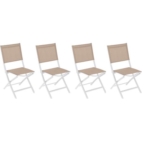 Hesperide – Lot de 4 chaises de jardin pliantes en aluminium traité époxy – Assise en texaline antirouille – Idéales pour balcons et terrasses (1/4)