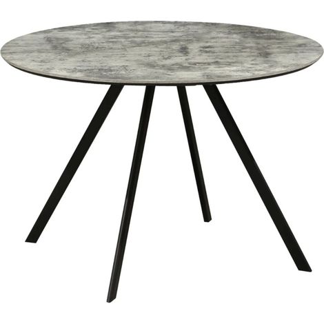Mesa de comedor SOREN – Aspecto piedra y metal – 100 cm – Redonda – Estilo moderno
