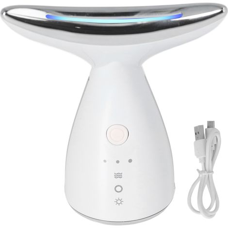 Collier de cou chauffant masseur 3 lumières LED 3 niveaux de puissance appareil de raffermissement et lifting de la peau blanc (1/5)