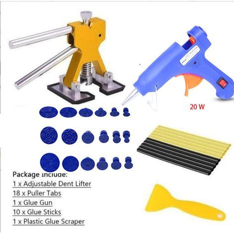 Outil Débosselage sans Peinture Kit Débosselage Carrosserie avec Pistolet à Colle,Doré Dent Extracteur,pour Voiture,Réfrigérateur,Moto Corps,Porte (1/5)