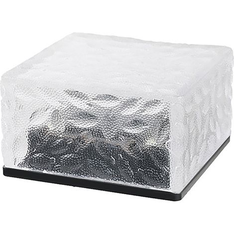 Brique lumineuse solaire en verre, bleue, lampe LED étanche en ABS à encastrer pour jardin, cour et pelouse. (1/5)