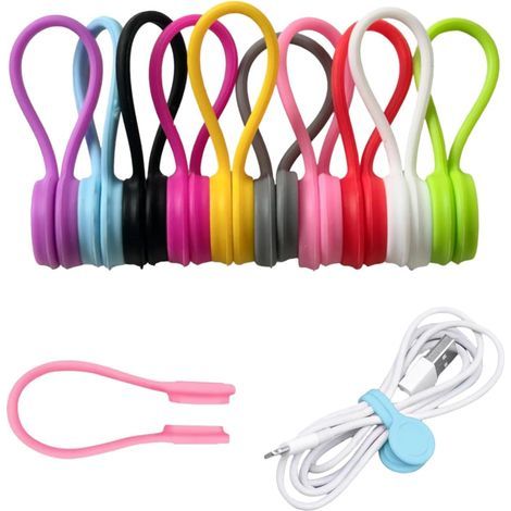10 clips magnétiques pour câbles, clips magnétiques réutilisables, enrouleurs de câbles pour écouteurs, clips pour câbles, organisateur de câbles magnétiques USB, organisateur de câbles, pour le burea (1/5)