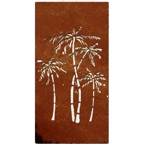 Decoración de pared para jardín, acero corten, diseño de palmera, marrón. (1/2)