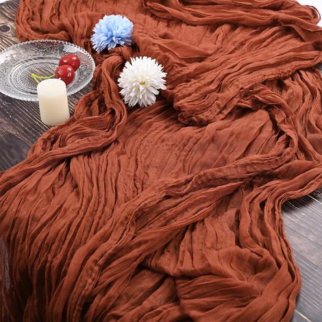 Set di 2 tovagliette in garza di terracotta, 90 x 300 cm, tessuto rustico in garza, tovaglia per decorazioni da tavola per matrimoni, feste di addio al nubilato, decorazioni da tavola (1/4)