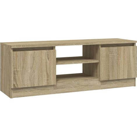 MAISON LA VIE Meuble TV - Banc TV - Meuble De Rangement avec porte Chêne sonoma 102x30x36 cm (1/5)