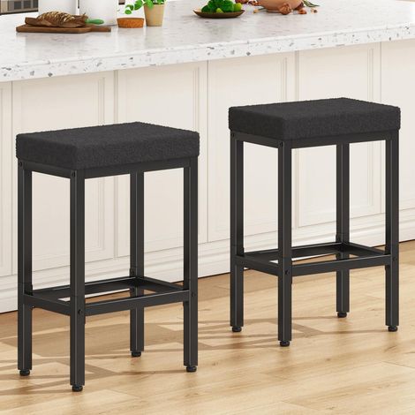 Barhocker 2er Set 66cm Schwarz mit Metallgestell, Küchenhocker ohne Lehne (1/5)