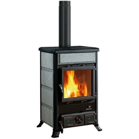 Poêle à bois – Rossella R1 5.0 Liberty, revêtement en pierre naturelle 58×59 h91 cm, 9 kW – La Nordica