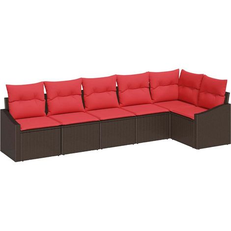 Sofa Set 6 pcs Brown [Synthetic]: Poly Rattan vidaXL (1/5)