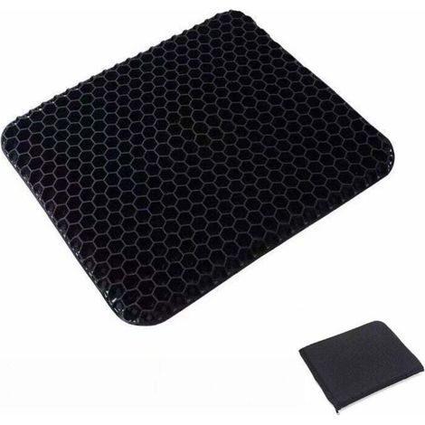 UlisemCoussin de Siège en Gel, Coussin de Gel Respirant avec Housse Antidérapant pour Voiture/Bureau/Fauteuil Roulant-Noir (1/4)