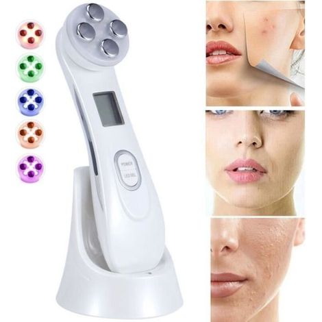 6 Modes Ultrasonique LED Lumière Beauté Appareil de Massage du Visage avec USB Rechargeable Anti Rides Anti-âge (1/3)