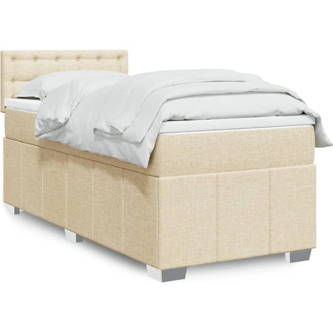 Boxspringbett mit Matratze Creme 80x200 cm Stoff