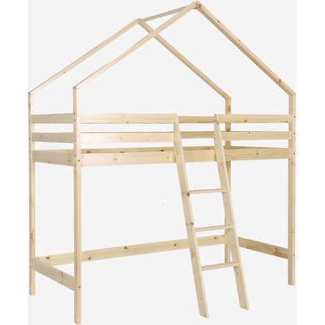 Letto a soppalco per bambini cabina 190cm in pino naturale (1/5)