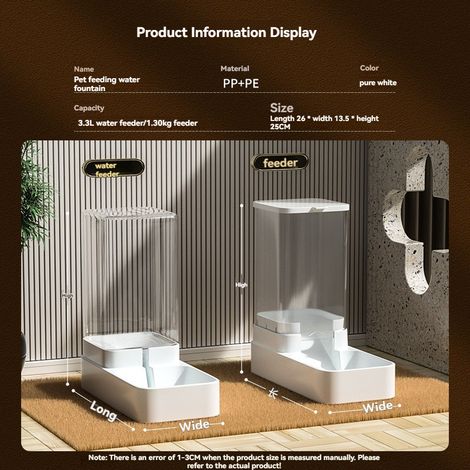 Distributeur automatique de nourriture et d'eau pour chats KWUY (2 pièces), distributeur par gravité, grande capacité (3,8 L) pour chats et chiens. (1/5)