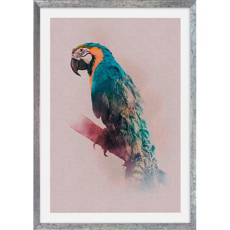 Cadre photo en bois avec art « Animals Paradise Parrot » en kit – Dimensions : 50 x 70 cm – Tableau mural, décoration, perroquet, oiseau (1/2)
