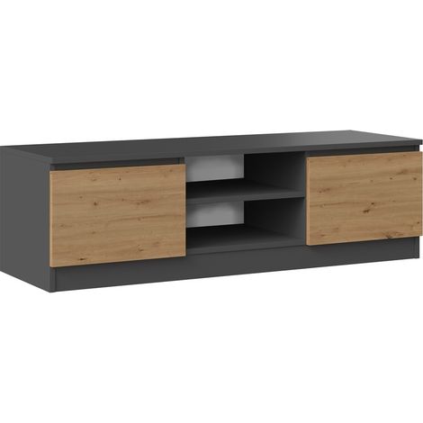 Mueble de TV moderno de 120 cm, antracita/roble artesanal - Soporte para TV, diseño funcional, fácil montaje. (1/5)