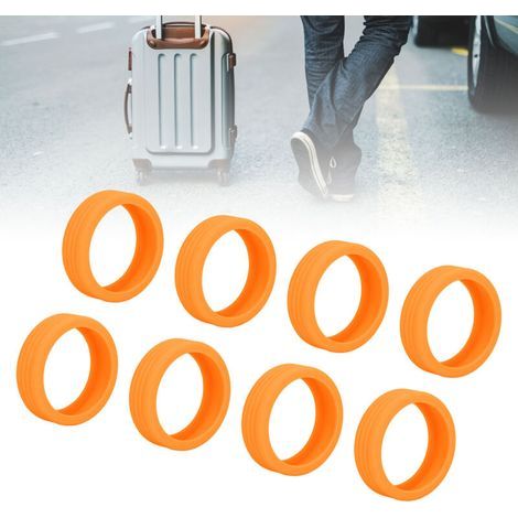 Lot de 8 housses de protection en silicone pour valises, protection efficace contre le bruit, protection étanche pour roues de valise, orange,DUBUNS (1/4)