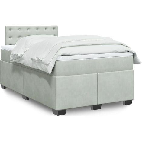 Boxspringbett mit Matratze Hellgrau 120x200 cm Samt