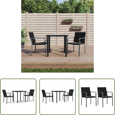 vidaXL Chaise de jardin - Ensemble à manger de jardin 3 pcs coussins résine tressée acier (1/5)