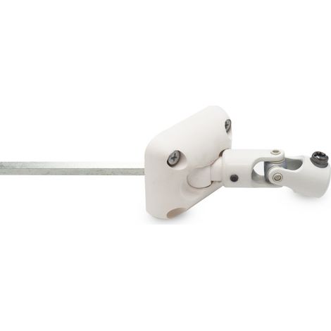 Store Menuiserie – Sortie de caisson pour volet roulant manuel – Longueur 315 mm – Diamètre 12 mm – Angulation 30° – PVC blanc RAL 9010 (1/5)