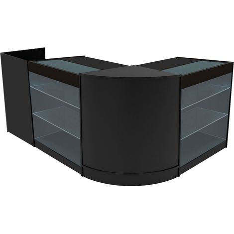 Set Banconi LED Nero Aries K900 CM60 TB60 con Ante Scorrevoli a Chiave 3 Moduli di Arredo Vetrina in Vetro per Negozio Gioielli Abbigliamento Cassa Ripiani Interni Illuminazione Bianca (1/5)