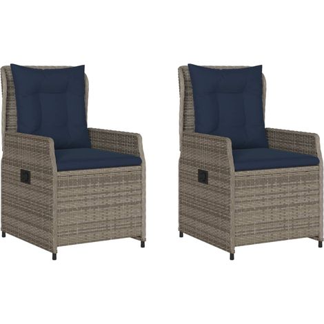 Maison Exclusive - Liegende Gartenstühle 2 Stk. Grau Poly Rattan
