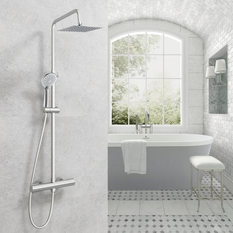 Colonna Doccia, OCEAN ITALY, Doccia Rubinetteria con Miscelatore Termostatico, Asta Regolabile85-125cm, Soffione Doccia da Bagno per Box Doccia