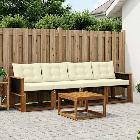 vidaXL Outdoor-Sofagarnitur mit Kissen 5 pcs Natur und Creme (1/5)