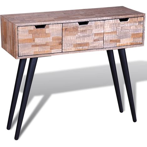 Table console avec 3 tiroirs-Table d'entrée Bois de teck recyclé (1/5)