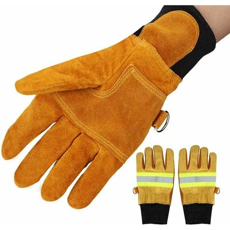 Pair of cowhide leather gloves - heat resistant, flame retardant, long, radiant heat and high resistance safety gloves (1/5)