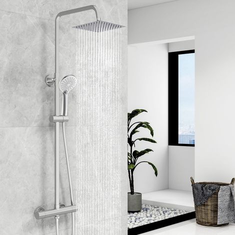 Biubiubath Modern Square Chrome Exposed Thermostatic Mixer Shower Set With Easy Fitting (1/5)