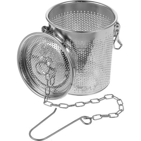 Gewürzsieb aus Edelstahl, Teesieb, Teeaufsatz, Gewürzregal für Suppen – 10 x 10 x 11 cm – Silber (1/4)