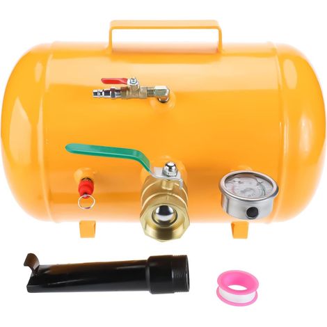 Inflador de neumáticos de 20 litros (5 galones), inflador de llantas tipo cañón de aire y bazuca de 6-8 bares con manómetro y válvula de seguridad para neumáticos de camión/tractor 12R (24,5"), amaril (1/5)