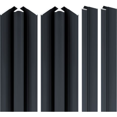 Lot de 2 profilés de finition + 2 profilés d'angle pour panneau mural de douche, DécoDesign, Schulte, Anthracite, 210 cm