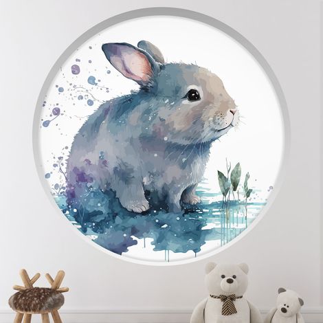 Stickers Trompe l'oeil Arche ronde Enfants - Lapin - Diamètre 50 cm (1/4)