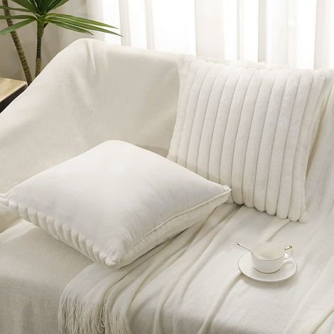 2-pack White Comfy Soft Rabbit Plush Pillowcases 45cm W x 45cm D (1/5)