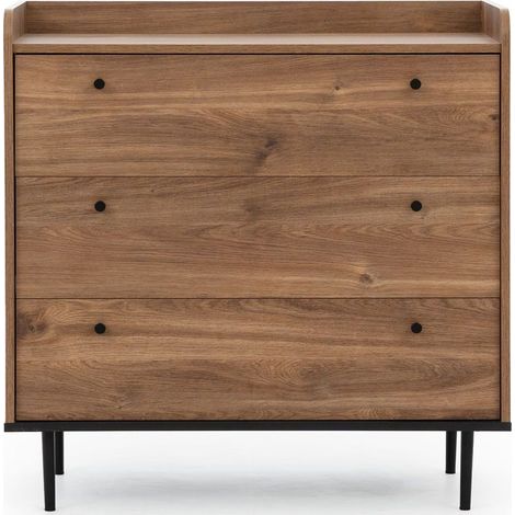 Kommode 90 cm in Eiche Nb. VAREDO-132 Wohnzimmer Möbel im modernen Vintage Design, B/H/T ca. 90/90/45 cm (1/5)