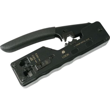 Alantec NI041, Herramienta de crimpado modular 8P/6P/4P para conectores pasantes, acero forjado, negro (1/4)