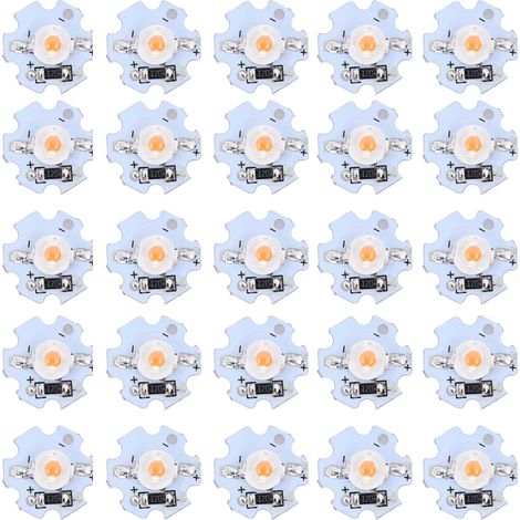 25 Stück Hochleistungs-LEDs (0,5 W, 5 V), rosa Leuchtscheibe (380–840 nm) auf Aluminiumplatte (1/5)