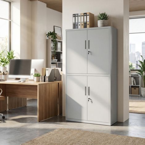 Meuble de Rangement, Caisson de Bureau, 40 x 80 x 180 cm, 5 Niveaux, Gris (1/5)